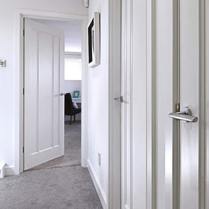 JB Kind Jamaica White Primed Shaker Style FD30 Fire Door