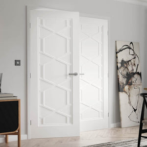 JB Kind Quartz White Primed Latticed Style Internal Door