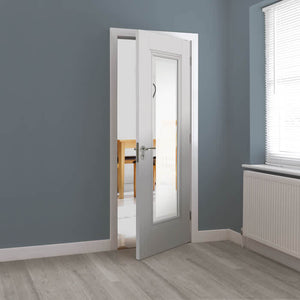 JB Kind Belton Etched Glazed Panelled White Primed Internal Door