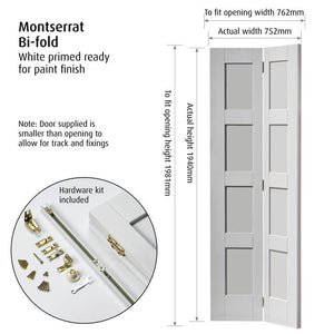 JB Kind Montserrat White Primed Shaker Style Bi-fold Door