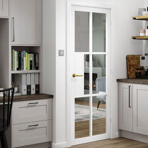 JB Kind Civic Glazed White Industrial Style Internal Door - Pre Finished