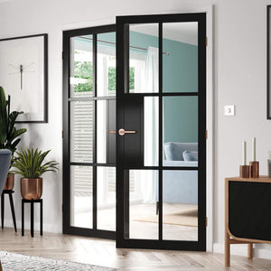 JB Kind Civic Glazed Black Industrial Style Internal Door - Pre Finished