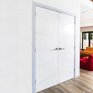 JB Kind Elektra White Painted Sun Ray Groove FD30 Fire Door - Pre Finished