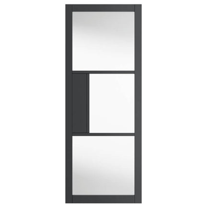 JB Kind Cosmo Glazed Graphite Grey Industrial Style Internal Door - Pre Finished