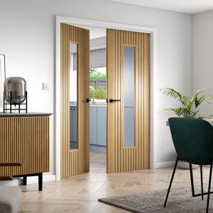 JB Kind Aria Glazed Oak Laminate Internal Door - Pre Finished