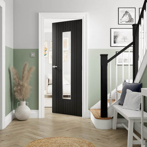 JB Kind Aria Glazed Black Laminate Internal Door - Pre Finished