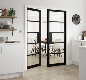 JB Kind Metro Glazed Black Industrial Style Internal Door - Pre Finished