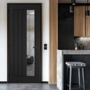 LPD Mexicano Black Offset Glazed Internal Door - Pre Finished