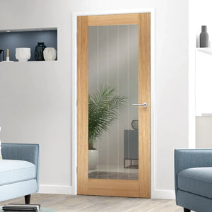 LPD Mexicano Pattern 10 Glazed Oak Internal Door - Unfinished