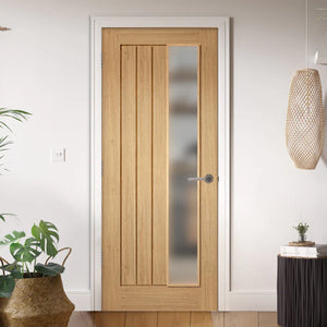 LPD Mexicano Frosted Glazed Offset Oak Internal Door - Pre Finished
