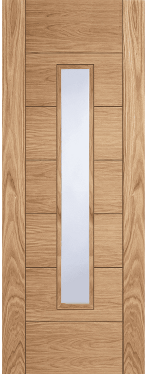 Mendes Corsica 18G Central Glazed Oak FD30 Fire Door - Pre Finished