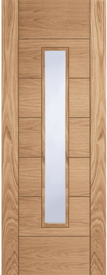 Mendes Corsica 18G Central Glazed Oak FD30 Fire Door - Pre Finished
