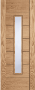 Mendes Corsica 18G Central Glazed Oak FD30 Fire Door - Pre Finished
