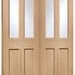 XL Joinery Malton Oak Door Pair with Clear Bevelled Glass - Unfinished