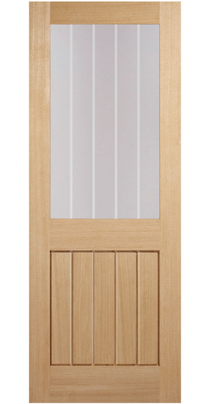 LPD Mexicano Half Light Glazed Oak FD30 Fire Door - Unfinished