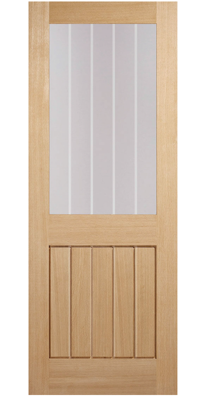 LPD Mexicano Half Light Glazed Oak FD30 Fire Door - Unfinished