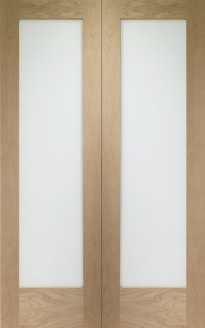 XL Joinery Pattern 10 Oak Door Pair with Clear Glass - Unfinished