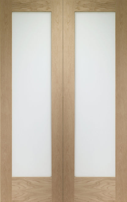 XL Joinery Pattern 10 Oak Door Pair with Obscure Glass - Unfinished