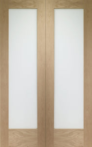 XL Joinery Pattern 10 Oak Door Pair with Clear Glass - Unfinished