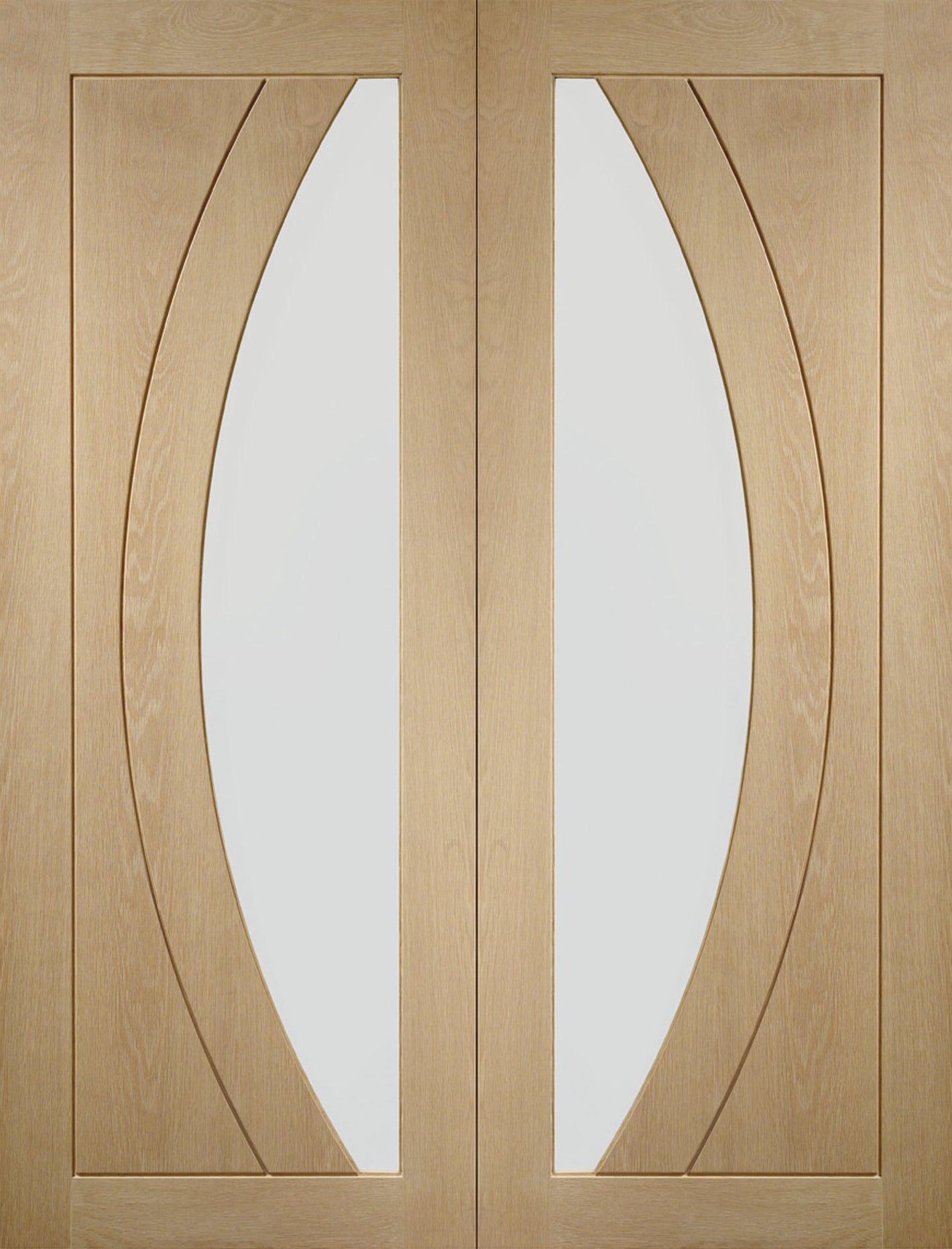XL Joinery Salerno Oak Door Pair with Clear Glass - Unfinished