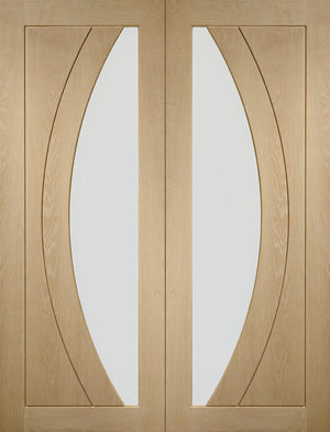 XL Joinery Salerno Oak Door Pair with Clear Glass - Unfinished
