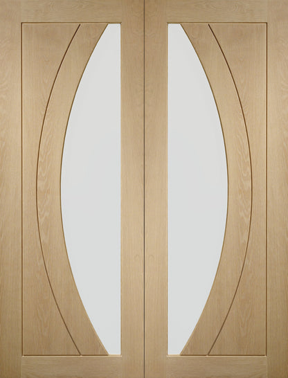 XL Joinery Salerno Oak Door Pair with Clear Glass - Unfinished