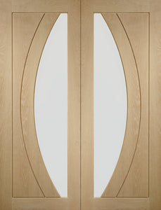 XL Joinery Salerno Oak Door Pair with Clear Glass - Unfinished