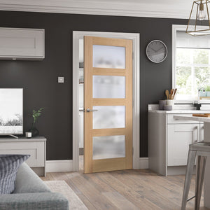 LPD Shaker Style Frosted 4 Light Oak Internal Door - Pre Finished