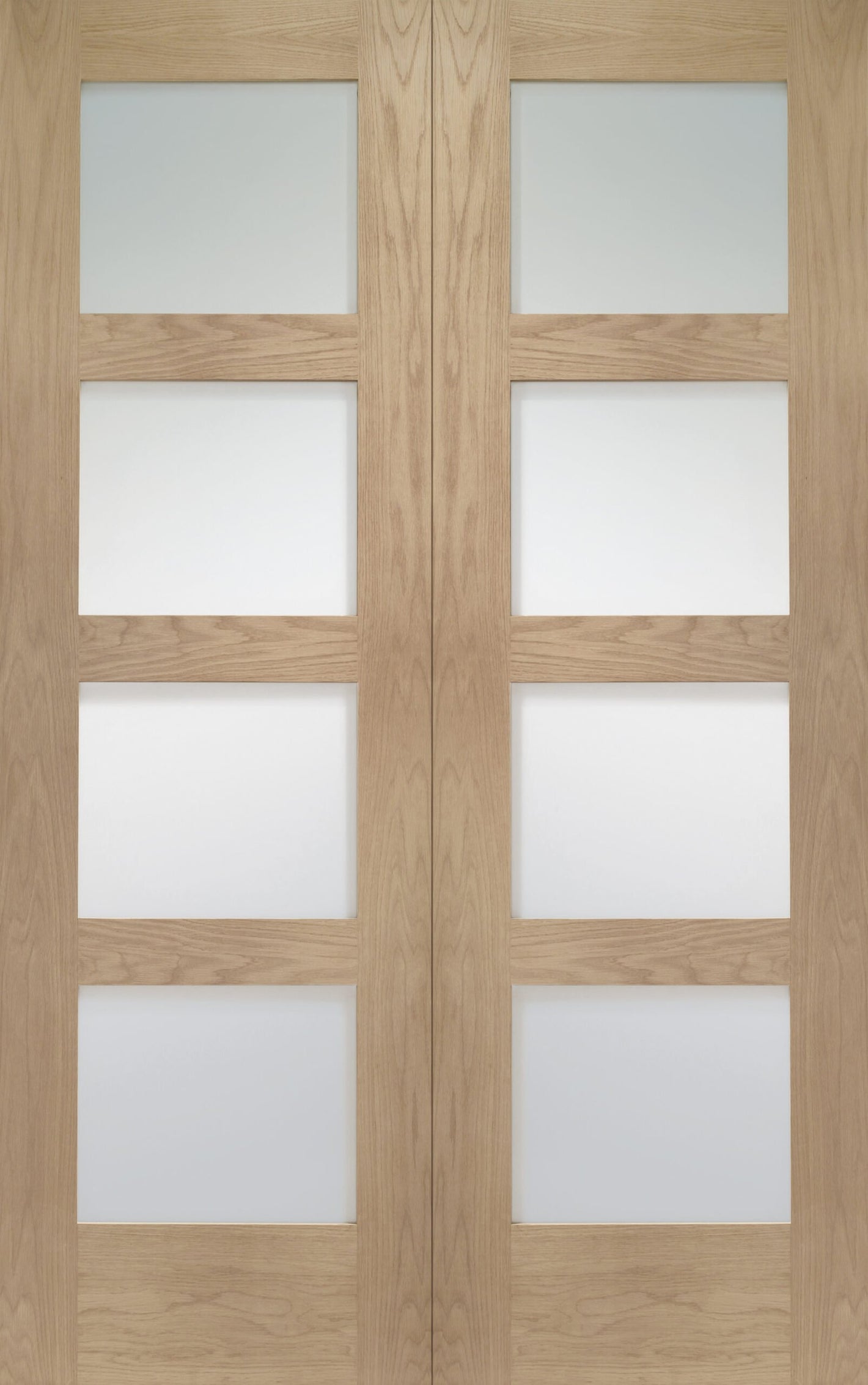 XL Joinery Shaker Oak Door Pair with Clear Glass - Unfinished