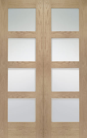 XL Joinery Shaker Oak Door Pair with Clear Glass - Unfinished