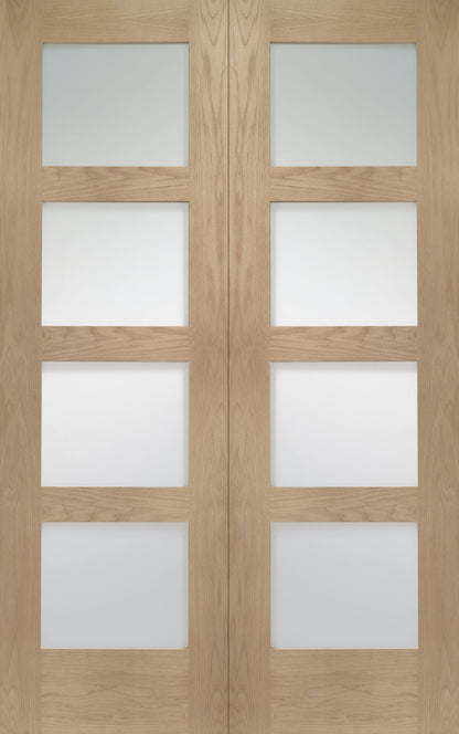 XL Joinery Shaker Oak Door Pair with Clear Glass - Unfinished