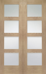 XL Joinery Shaker Oak Door Pair with Clear Glass - Unfinished