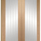 XL Joinery Suffolk Oak Door Pair with Clear Etched Glass - Unfinished