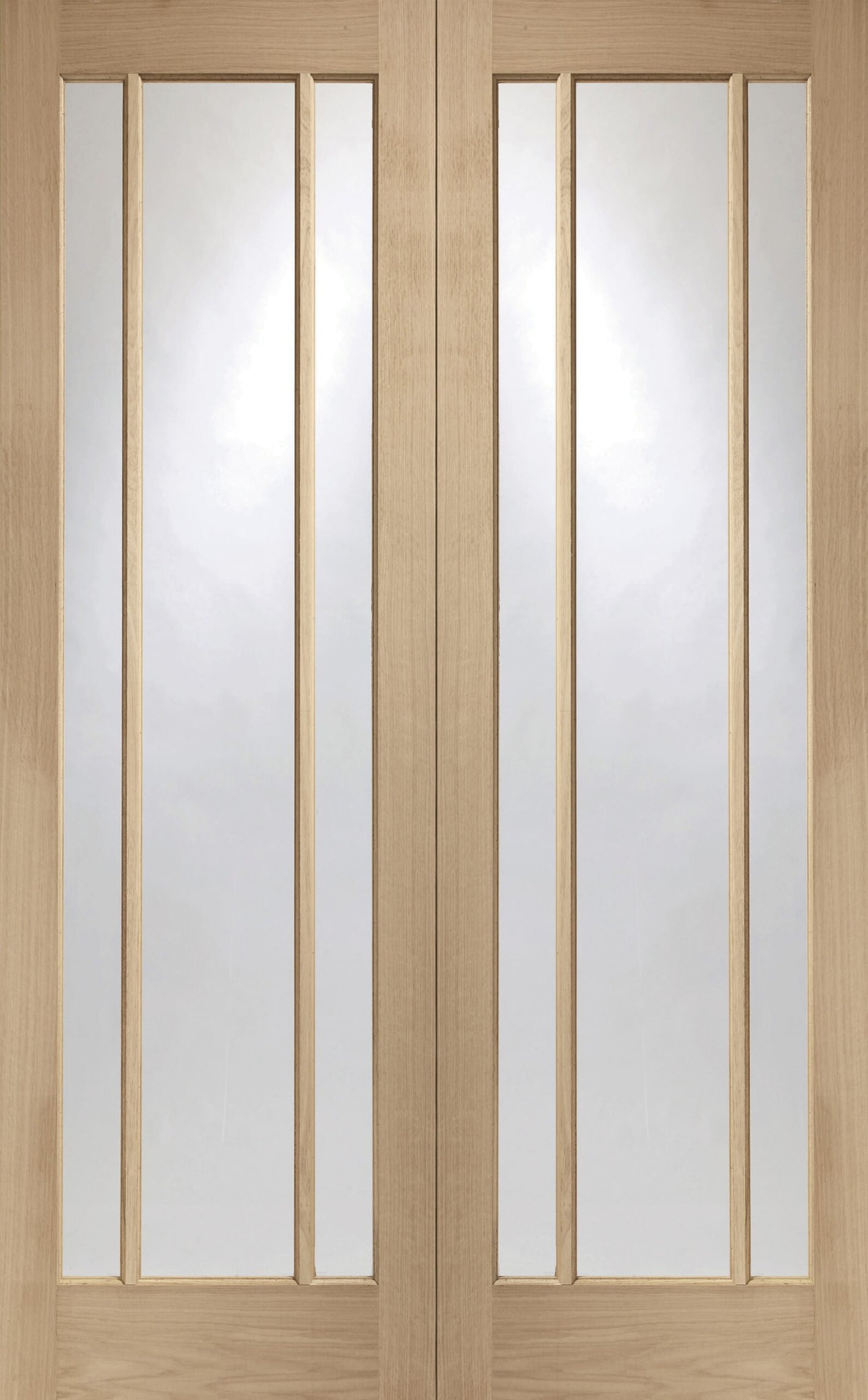 XL Joinery Worcester Oak Door Pair with Clear Glass - Unfinished