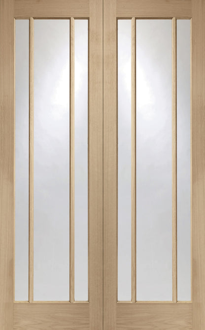 XL Joinery Worcester Oak Door Pair with Clear Glass - Unfinished