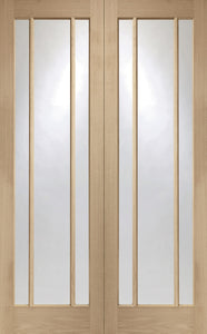 XL Joinery Worcester Oak Door Pair with Clear Glass - Unfinished