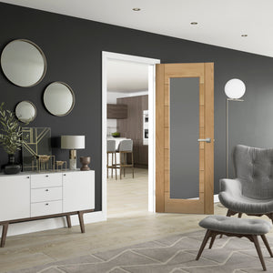XL Joinery Palermo Essential 1 Light Oak Door with Clear Glass - Pre finished