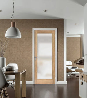 LPD Pattern 10 Frosted Glass 1L Oak Internal Door - Unfinished