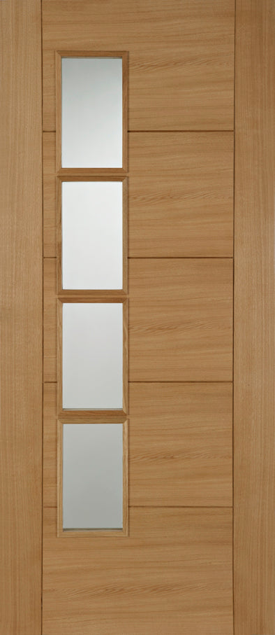 Mendes ISEO Deluxe Quarter Cut Offset 4 Light FD30 Fire Door - Pre Finished