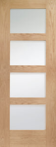 XL Joinery Shaker 4 Panel Clear Glazed Internal Oak Door - Pre Finished