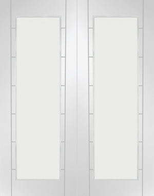 XL Joinery Palermo Door Pair with 1 Light Clear Glass White Primed