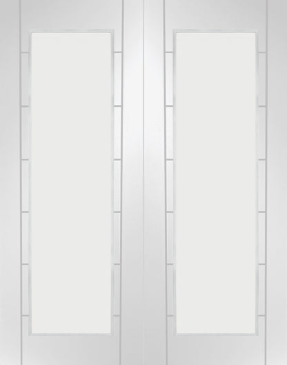 XL Joinery Palermo Door Pair with 1 Light Clear Glass White Primed