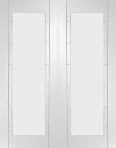 XL Joinery Palermo Door Pair with 1 Light Clear Glass White Primed