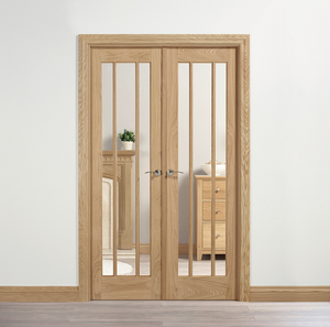 LPD Lincoln W4 Clear Glazed Oak Internal Room Divider - Unfinished