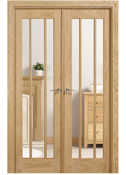 LPD Lincoln W4 Clear Glazed Oak Internal Room Divider - Unfinished