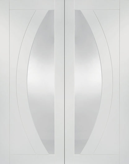 XL Joinery Salerno Door Pair with Clear Glass White Primed