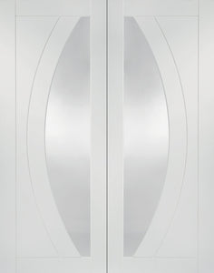 XL Joinery Salerno Door Pair with Clear Glass White Primed