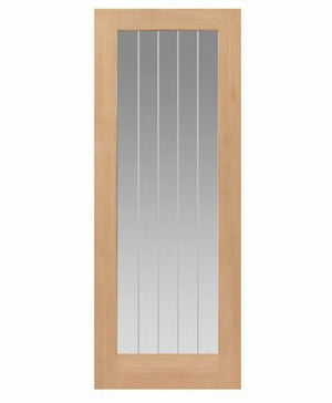 JB Kind Thames Oak 1 Light Glazed Veneered Door - Unfinished