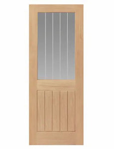 JB Kind Thames Oak 1/2 Light Glazed Internal Door - Unfinished
