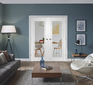 XL Joinery Palermo Door Pair with 1 Light Clear Glass White Primed